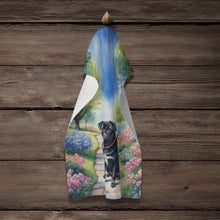 Load image into Gallery viewer, Black Pug Spring Path Kitchen Towel