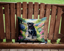 Load image into Gallery viewer, Black Pug Spring Path Throw Pillow - 14x14 Decorative Pillow – Art for Your Home &amp; Patio