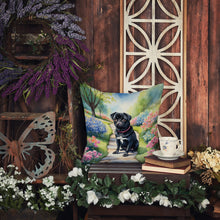Load image into Gallery viewer, Black Pug Spring Path Throw Pillow - 14x14 Decorative Pillow – Art for Your Home &amp; Patio