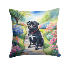Load image into Gallery viewer, Black Pug Spring Path Throw Pillow