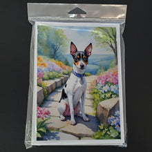 Load image into Gallery viewer, Rat Terrier Spring Path Greeting Cards - Blank Note Cards – 8-Pack of Artist-Designed Cards with Envelopes