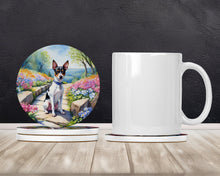 Load image into Gallery viewer, Rat Terrier Spring Path Large Sandstone Coasters Pack of 4
