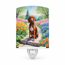 Load image into Gallery viewer, Redbone Coonhound Spring Path Ceramic Night Light Compact, UL-Certified, Ideal for Bedroom, Bathroom, Nursery, Hallway, Kitchen, 6x4x3, Multicolor