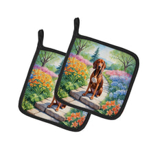Load image into Gallery viewer, Redbone Coonhound Spring Path Pot Holders - Set of 2 Decorative Kitchen Helpers | Made in the USA