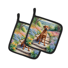 Load image into Gallery viewer, Rhodesian Ridgeback Spring Path Pot Holders - Set of 2 Decorative Kitchen Helpers | Made in the USA