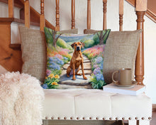 Load image into Gallery viewer, Rhodesian Ridgeback Spring Path Throw Pillow - 14x14 Decorative Pillow – Art for Your Home &amp; Patio