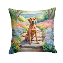Load image into Gallery viewer, Rhodesian Ridgeback Spring Path Throw Pillow - 14x14 Decorative Pillow – Art for Your Home &amp; Patio