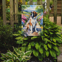 Load image into Gallery viewer, Saint Bernard Spring Path Garden Flag  – Dog-Themed Floral Outdoor Decor