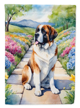 Load image into Gallery viewer, Saint Bernard Spring Path Garden Flag  – Dog-Themed Floral Outdoor Decor