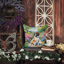Load image into Gallery viewer, Saint Bernard Spring Path Throw Pillow - 14x14 Decorative Pillow – Art for Your Home &amp; Patio