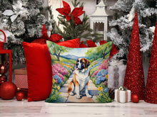 Load image into Gallery viewer, Saint Bernard Spring Path Throw Pillow - 14x14 Decorative Pillow – Art for Your Home &amp; Patio