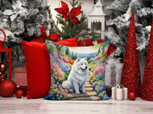Load image into Gallery viewer, Samoyed Spring Path Throw Pillow - 14x14 Decorative Pillow – Art for Your Home &amp; Patio