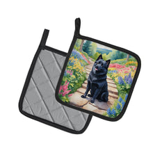 Load image into Gallery viewer, Schipperke Spring Path Pot Holders - Set of 2 Decorative Kitchen Helpers | Made in the USA