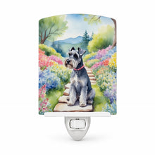Load image into Gallery viewer, Schnauzer Spring Path Ceramic Night Light Compact, UL-Certified, Ideal for Bedroom, Bathroom, Nursery, Hallway, Kitchen, 6x4x3, Multicolor