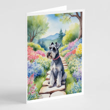 Load image into Gallery viewer, Schnauzer Spring Path Greeting Cards - Blank Note Cards – 8-Pack of Artist-Designed Cards with Envelopes