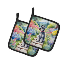 Load image into Gallery viewer, Schnauzer Spring Path Pot Holders - Set of 2 Decorative Kitchen Helpers | Made in the USA