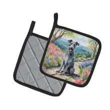 Load image into Gallery viewer, Scottish Deerhound Spring Path Pot Holders - Set of 2 Decorative Kitchen Helpers | Made in the USA