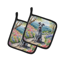 Load image into Gallery viewer, Scottish Deerhound Spring Path Pot Holders - Set of 2 Decorative Kitchen Helpers | Made in the USA