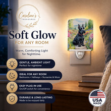 Load image into Gallery viewer, Scottish Terrier Spring Path Ceramic Night Light Compact, UL-Certified, Ideal for Bedroom, Bathroom, Nursery, Hallway, Kitchen, 6x4x3, Multicolor