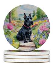 Load image into Gallery viewer, Scottish Terrier Spring Path Large Sandstone Coasters Pack of 4