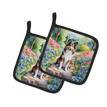 Load image into Gallery viewer, Sheltie Spring Path Pot Holders - Set of 2 Decorative Kitchen Helpers | Made in the USA