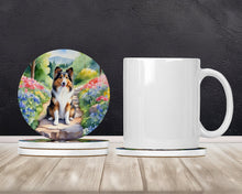 Load image into Gallery viewer, Sheltie Spring Path Large Sandstone Coasters Pack of 4