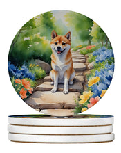 Load image into Gallery viewer, Shiba Inu Spring Path Large Sandstone Coasters Pack of 4