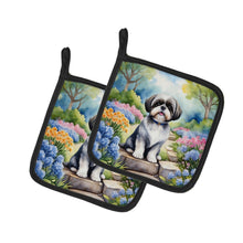 Load image into Gallery viewer, Shih Tzu Spring Path Pot Holders - Set of 2 Decorative Kitchen Helpers | Made in the USA