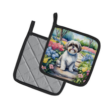 Load image into Gallery viewer, Shih Tzu Spring Path Pot Holders - Set of 2 Decorative Kitchen Helpers | Made in the USA
