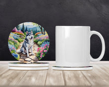 Load image into Gallery viewer, Siberian Husky Spring Path Large Sandstone Coasters Pack of 4
