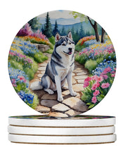 Load image into Gallery viewer, Siberian Husky Spring Path Large Sandstone Coasters Pack of 4
