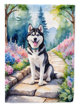 Load image into Gallery viewer, Siberian Husky Spring Path Garden Flag  – Dog-Themed Floral Outdoor Decor