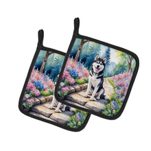 Load image into Gallery viewer, Siberian Husky Spring Path Pot Holders - Set of 2 Decorative Kitchen Helpers | Made in the USA