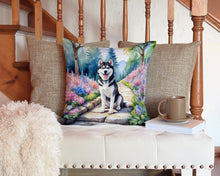 Load image into Gallery viewer, Siberian Husky Spring Path Throw Pillow
