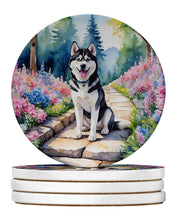 Load image into Gallery viewer, Siberian Husky Spring Path Large Sandstone Coasters Pack of 4
