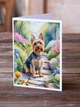 Load image into Gallery viewer, Silky Terrier Spring Path Greeting Cards - Blank Note Cards – 8-Pack of Artist-Designed Cards with Envelopes