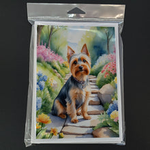 Load image into Gallery viewer, Silky Terrier Spring Path Greeting Cards - Blank Note Cards – 8-Pack of Artist-Designed Cards with Envelopes