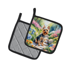 Load image into Gallery viewer, Silky Terrier Spring Path Pot Holders - Set of 2 Decorative Kitchen Helpers | Made in the USA