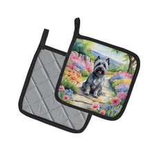 Load image into Gallery viewer, Skye Terrier Spring Path Pot Holders - Set of 2 Decorative Kitchen Helpers | Made in the USA