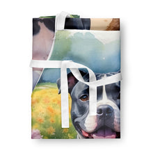 Load image into Gallery viewer, Staffordshire Bull Terrier Spring Path Apron – Artist-Designed Kitchen, BBQ &amp; Craft Apron