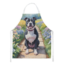 Load image into Gallery viewer, Staffordshire Bull Terrier Spring Path Apron – Artist-Designed Kitchen, BBQ &amp; Craft Apron