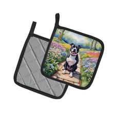 Load image into Gallery viewer, Staffordshire Bull Terrier Spring Path Pot Holders - Set of 2 Decorative Kitchen Helpers | Made in the USA