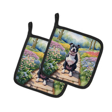 Load image into Gallery viewer, Staffordshire Bull Terrier Spring Path Pot Holders - Set of 2 Decorative Kitchen Helpers | Made in the USA