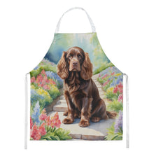 Load image into Gallery viewer, Sussex Spaniel Spring Path Apron – Artist-Designed Kitchen, BBQ &amp; Craft Apron