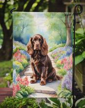 Load image into Gallery viewer, Sussex Spaniel Spring Path Garden Flag  – Dog-Themed Floral Outdoor Decor