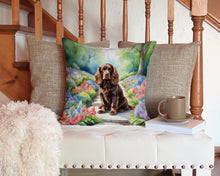 Load image into Gallery viewer, Sussex Spaniel Spring Path Throw Pillow - 14x14 Decorative Pillow – Art for Your Home &amp; Patio