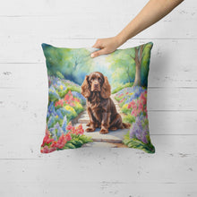 Load image into Gallery viewer, Sussex Spaniel Spring Path Throw Pillow