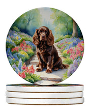 Load image into Gallery viewer, Sussex Spaniel Spring Path Large Sandstone Coasters Pack of 4