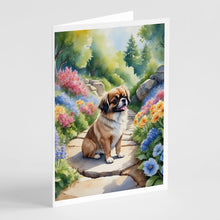 Load image into Gallery viewer, Tibetan Spaniel Spring Path Greeting Cards - Blank Note Cards – 8-Pack of Artist-Designed Cards with Envelopes