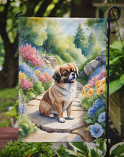 Load image into Gallery viewer, Tibetan Spaniel Spring Path Garden Flag  – Dog-Themed Floral Outdoor Decor